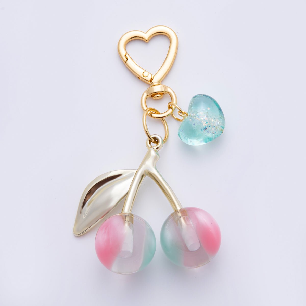 Chery bag charm Handmade cherry keychain, colorful handbag accessory WB - 00007 - DLUXCA