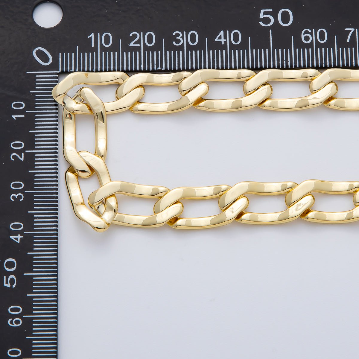 Chunky 24K Gold Filled 22mm x 10mm Flat Curb Unfinished Chain by Yard | Roll - 1767 - DLUXCA