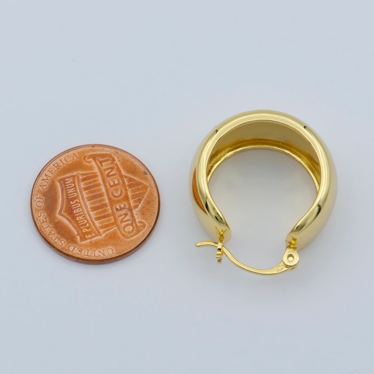 Chunky Gold Earrings, Minimalist Wide Dome Hoop Earrings in 16k Gold Filled Available in Thick Gold Chunky Hoops P - 085 - DLUXCA