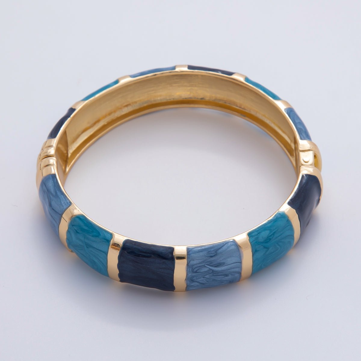 Chunky Gold Filled Enamel Multicolor Round Bangle Bracelet | WAA3357 - WAA3360 - DLUXCA