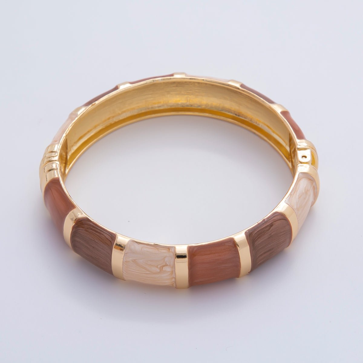 Chunky Gold Filled Enamel Multicolor Round Bangle Bracelet | WAA3357 - WAA3360 - DLUXCA