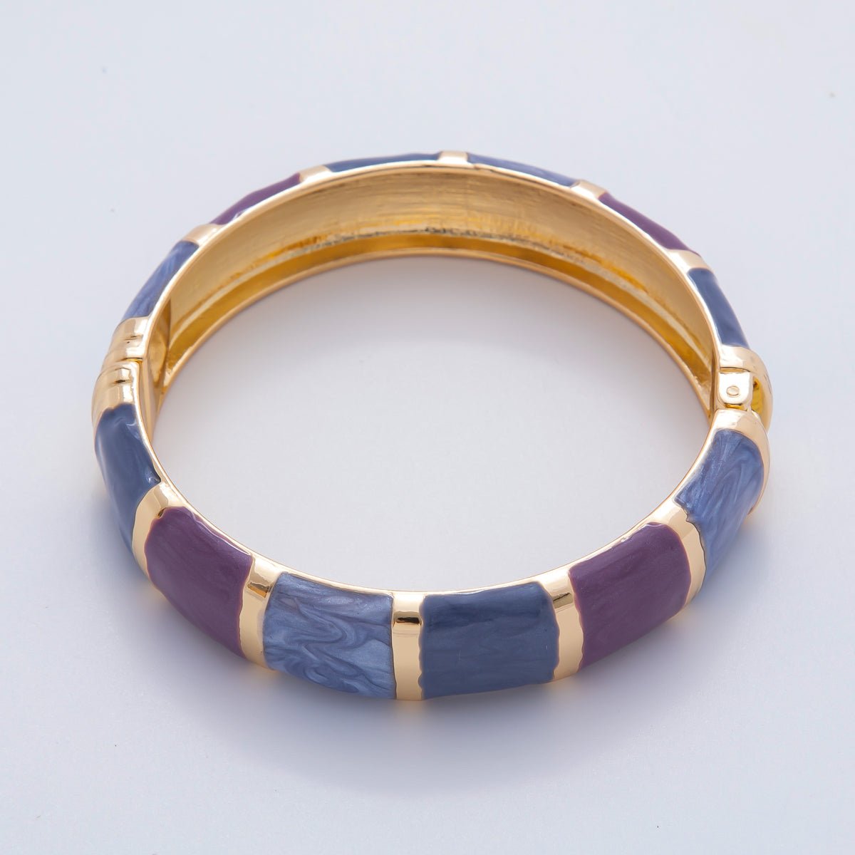 Chunky Gold Filled Enamel Multicolor Round Bangle Bracelet | WAA3357 - WAA3360 - DLUXCA