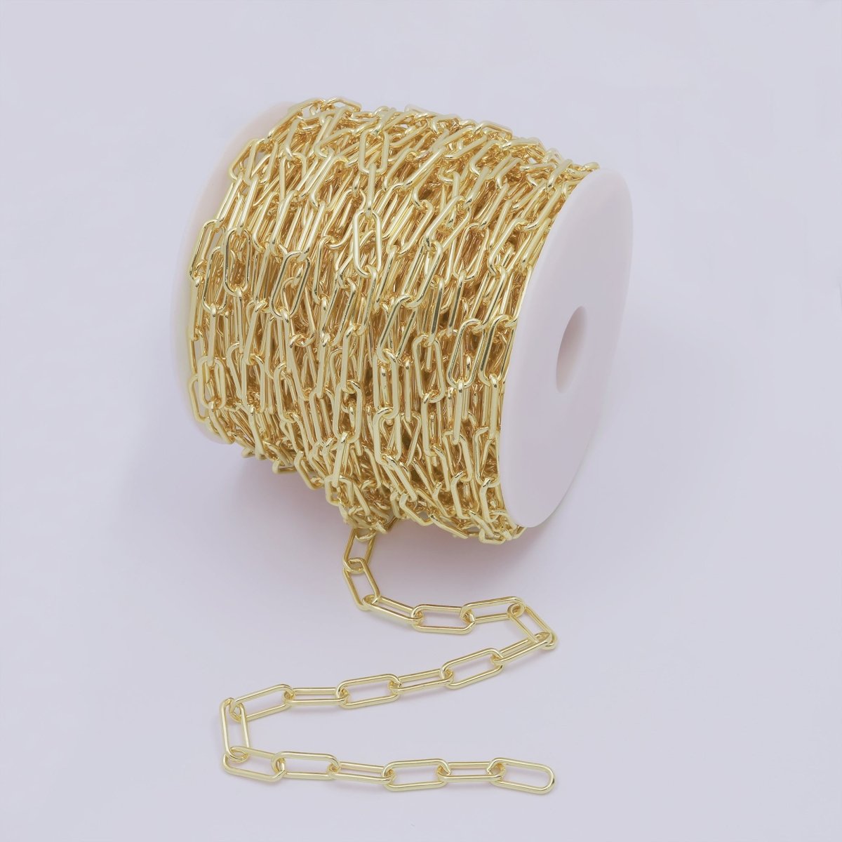 Chunky Paperclip Chain Necklace 17.4X7.3mm, 24K Gold Filled Jumbo Link PAPER CLIP 1 Yard Lead Nickel Free, Unfinished Link Chain | ROLL - 186 ROLL - 073 - DLUXCA