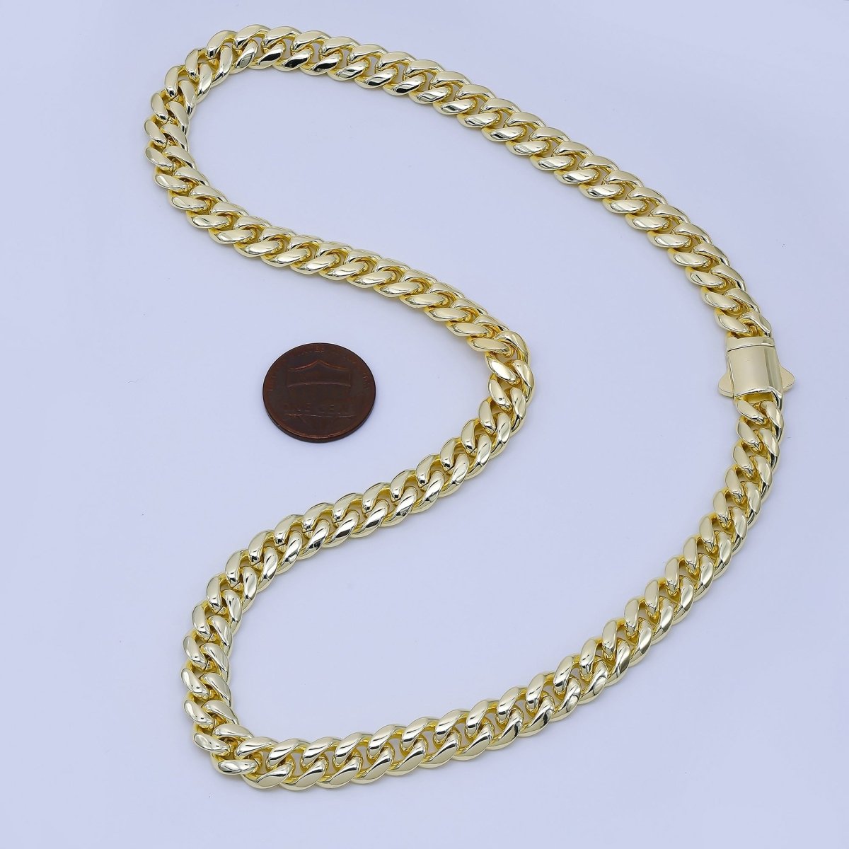 Chunky PVD Gold Stainless Steel Men's Cuban Link Chain Necklace 18.11” Long, 12mm Wide WA - 3908 - DLUXCA