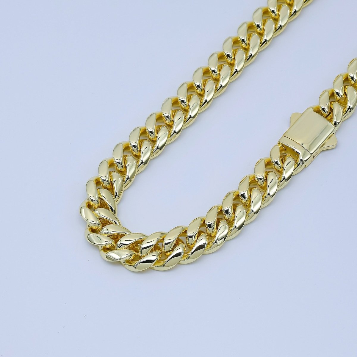 Chunky PVD Gold Stainless Steel Men's Cuban Link Chain Necklace 18.11” Long, 14mm Wide WA - 3909 - DLUXCA