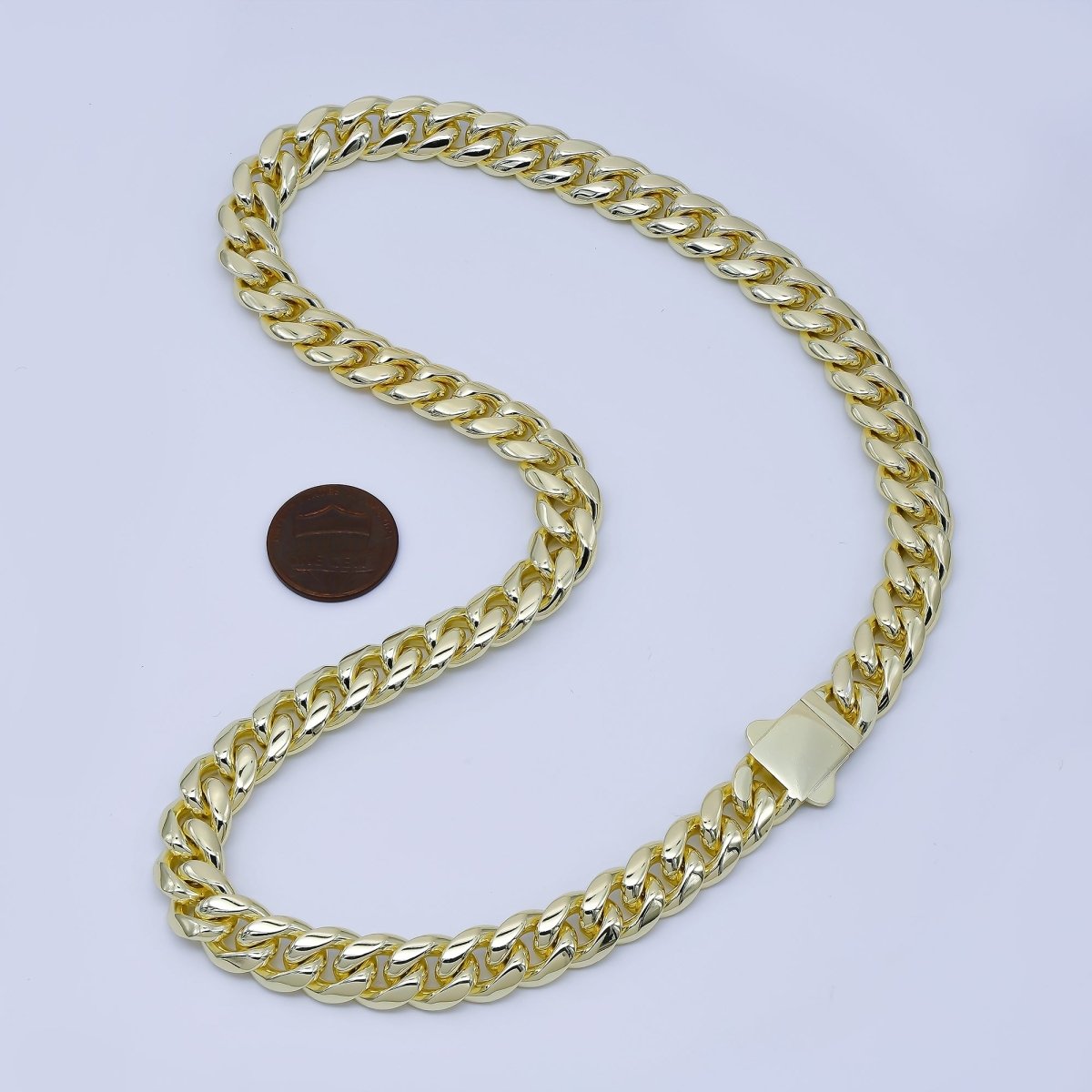 Chunky PVD Gold Stainless Steel Men's Cuban Link Chain Necklace 18.11” Long, 8mm Wide WA - 3906 - DLUXCA
