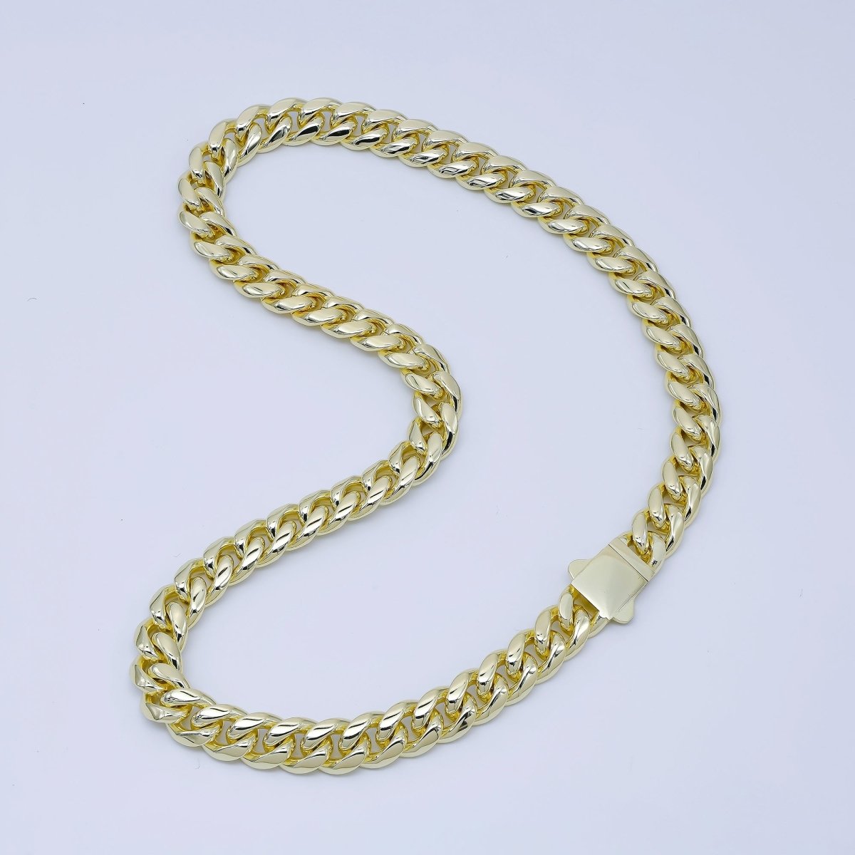 Chunky PVD Gold Stainless Steel Men's Cuban Link Chain Necklace 18.11” Long, 8mm Wide WA - 3906 - DLUXCA