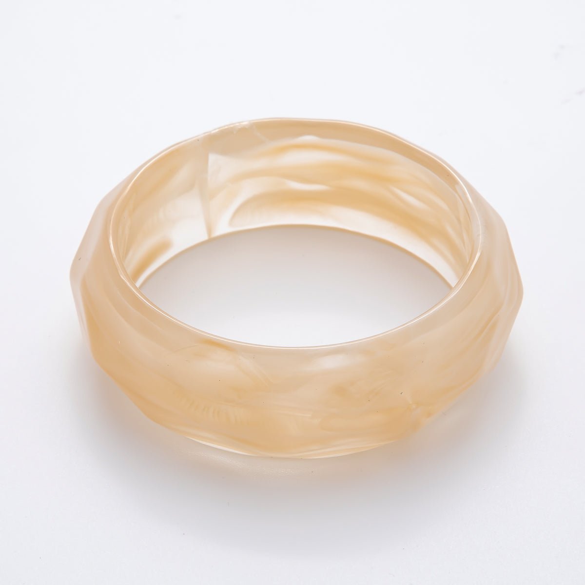 Clear, Beige, Brown, Black, Green Geometric Wavy Solid Resin Acrylic Wide Bangle Bracelet | WA - 3394 ~ WA - 3399 - DLUXCA