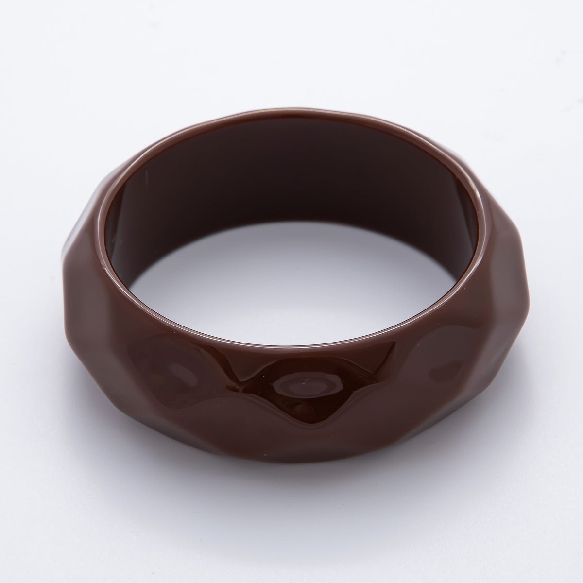 Clear, Beige, Brown, Black, Green Geometric Wavy Solid Resin Acrylic Wide Bangle Bracelet | WA - 3394 ~ WA - 3399 - DLUXCA