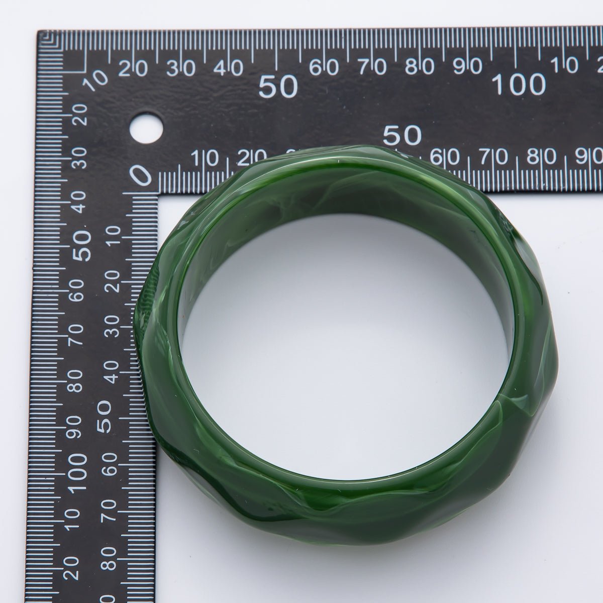 Clear, Beige, Brown, Black, Green Geometric Wavy Solid Resin Acrylic Wide Bangle Bracelet | WA - 3394 ~ WA - 3399 - DLUXCA