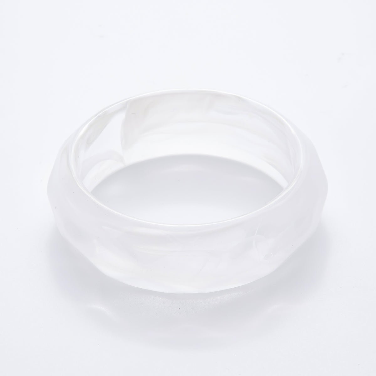 Clear, Beige, Brown, Black, Green Geometric Wavy Solid Resin Acrylic Wide Bangle Bracelet | WA - 3394 ~ WA - 3399 - DLUXCA