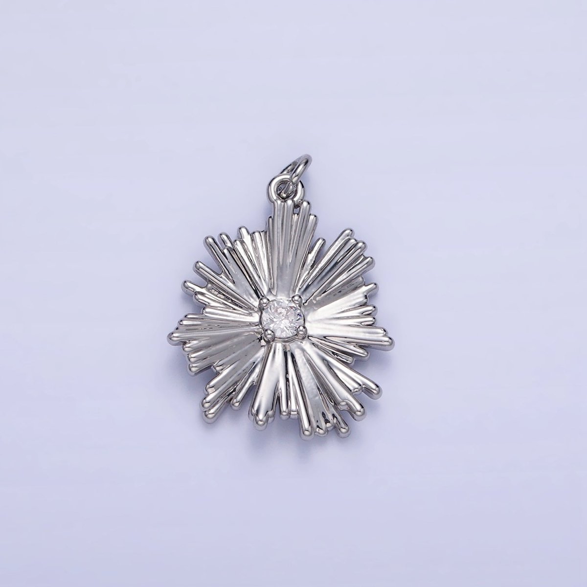 Clear CZ Sunburst Geometric Silver Charm | C140 - DLUXCA