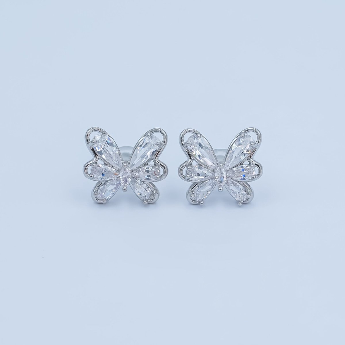 Clear CZ Teardrop Marquise Butterfly Mariposa Stud Earrings in Gold & Silver | AB259 AB275 - DLUXCA