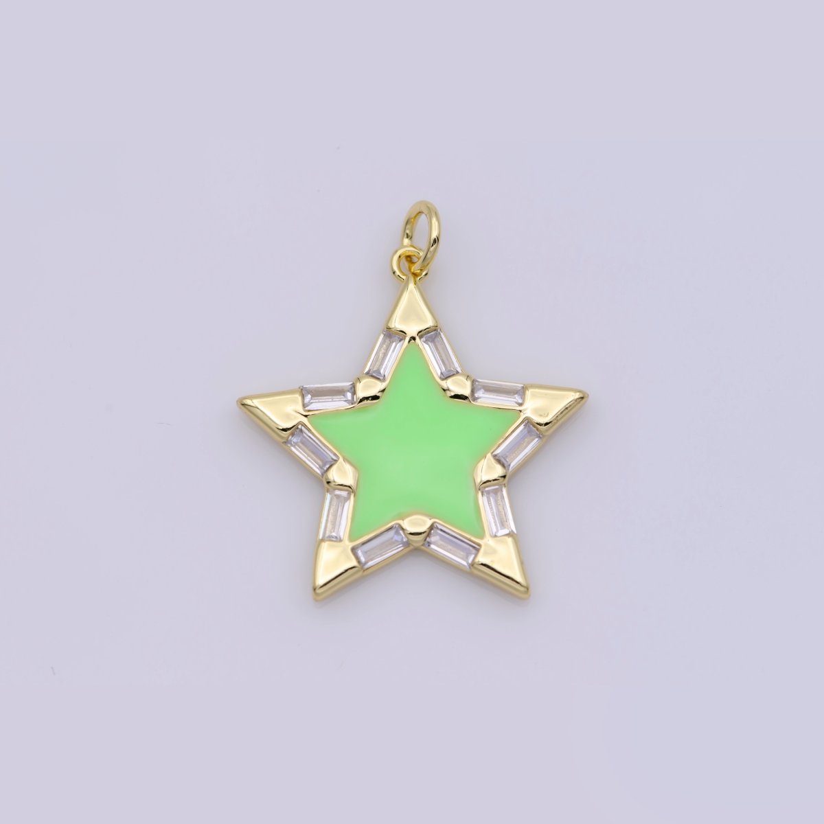 Colorful Enamel Star Charm Pendant, Red Yellow Pink Green Blue Enamel Cubic Pendant, 14K gold Filled Celestial Jewelry Making Supply M - 325 - M - 335 - DLUXCA
