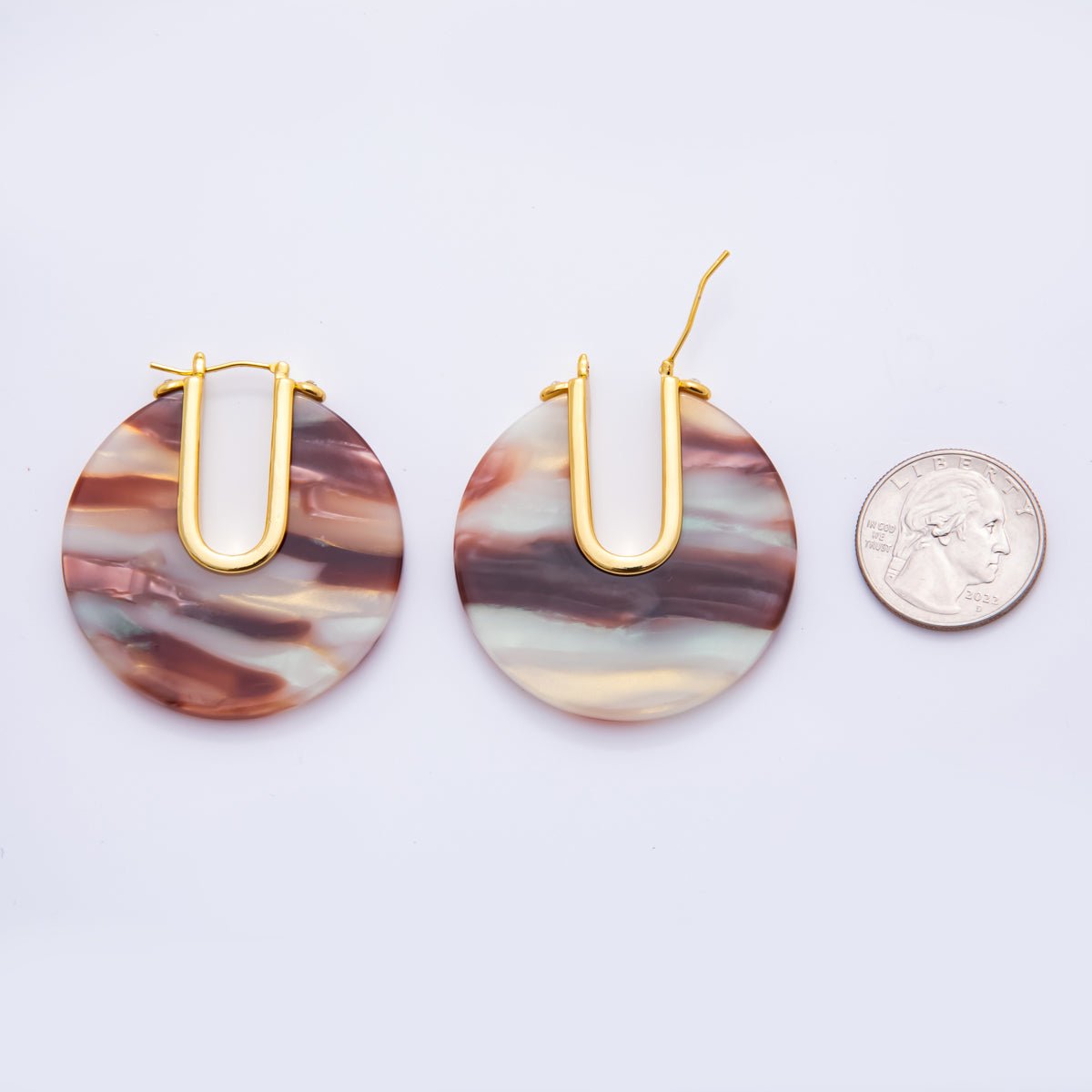 Colorful Gold Hoop Earring Metal Resin Earing for Everyday Use | AJ - 153 - DLUXCA
