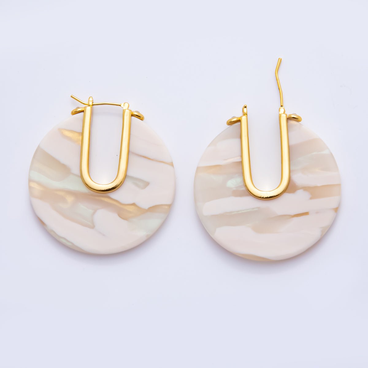 Colorful Gold Hoop Earring Metal Resin Earing for Everyday Use | AJ - 153 - DLUXCA