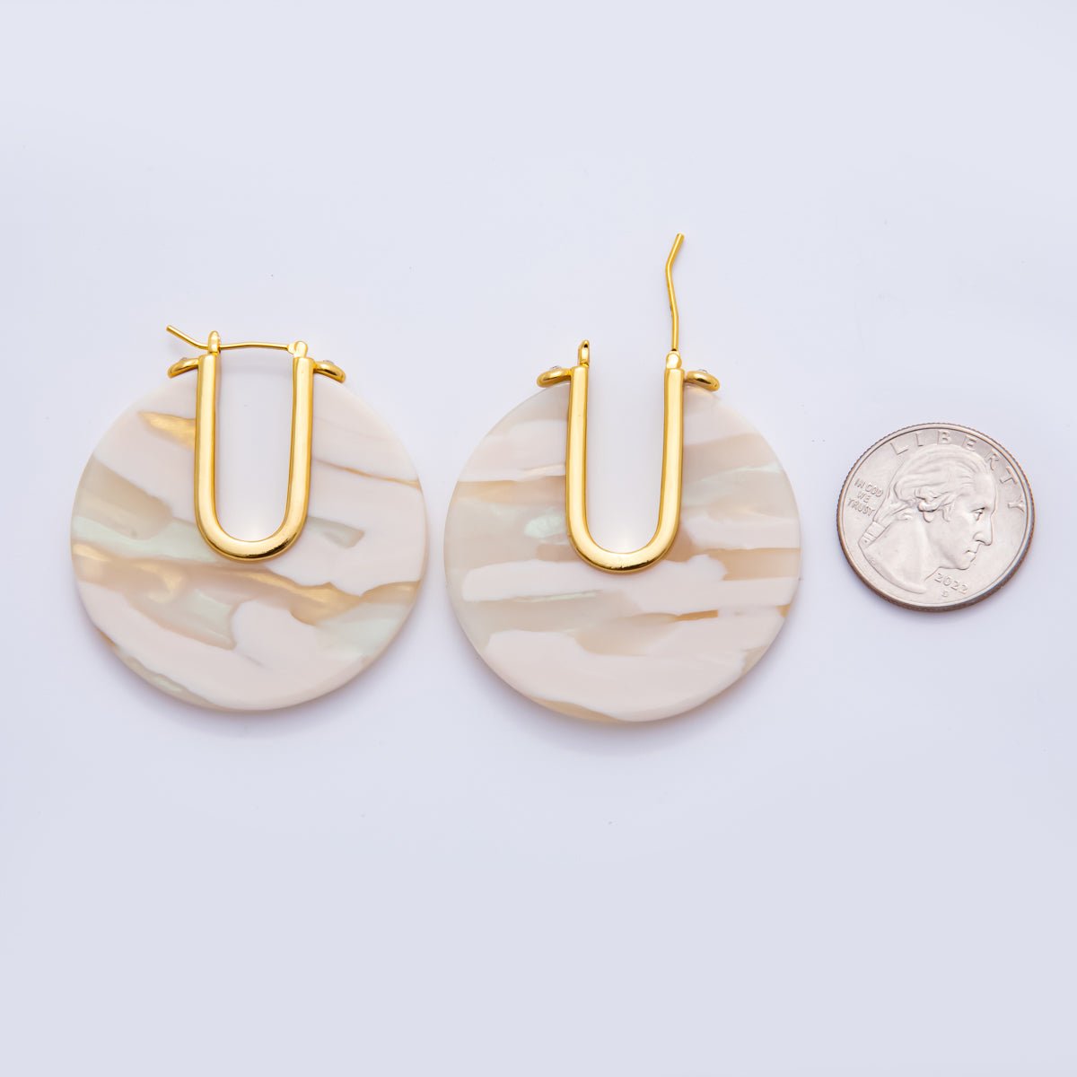 Colorful Gold Hoop Earring Metal Resin Earing for Everyday Use | AJ - 153 - DLUXCA