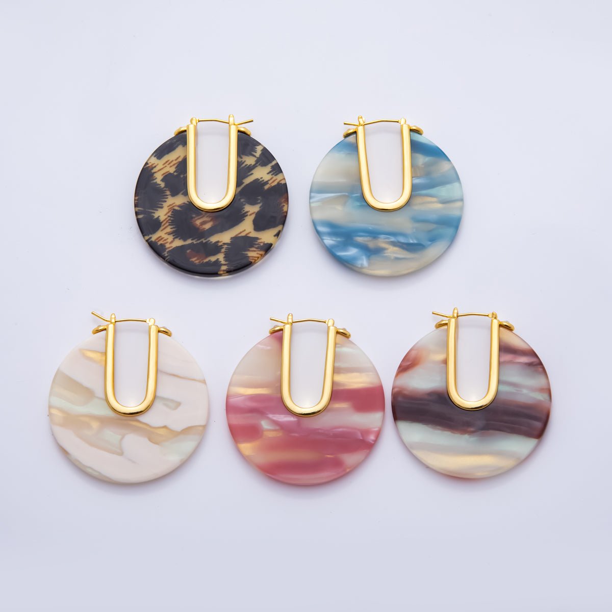 Colorful Gold Hoop Earring Metal Resin Earing for Everyday Use | AJ - 153 - DLUXCA