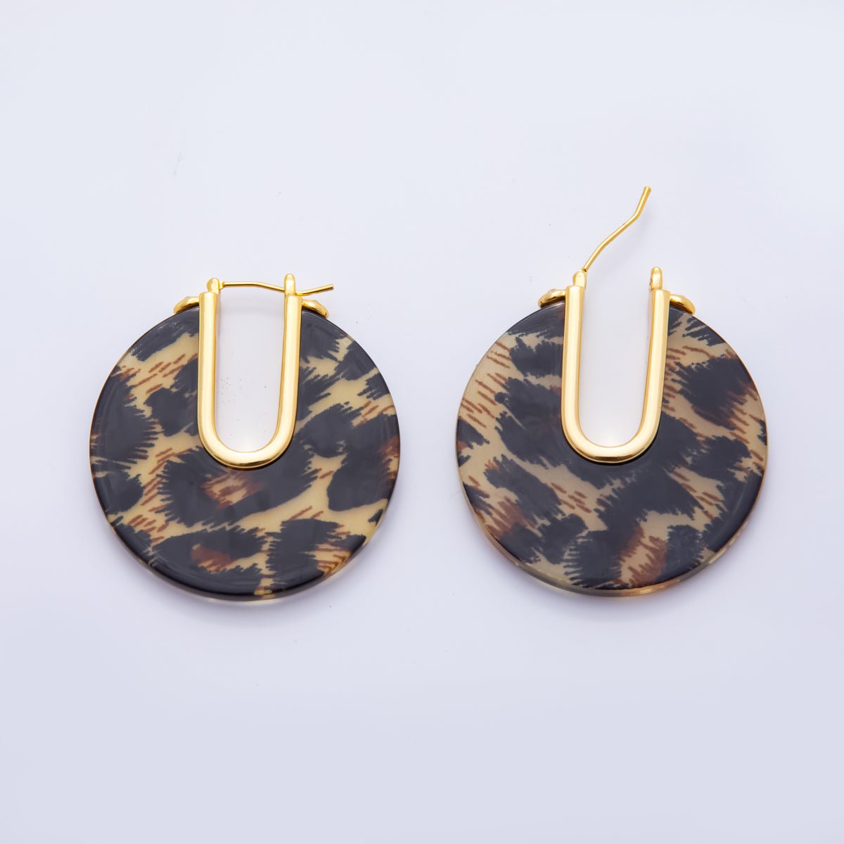 Colorful Gold Hoop Earring Metal Resin Earing for Everyday Use | AJ - 153 - DLUXCA