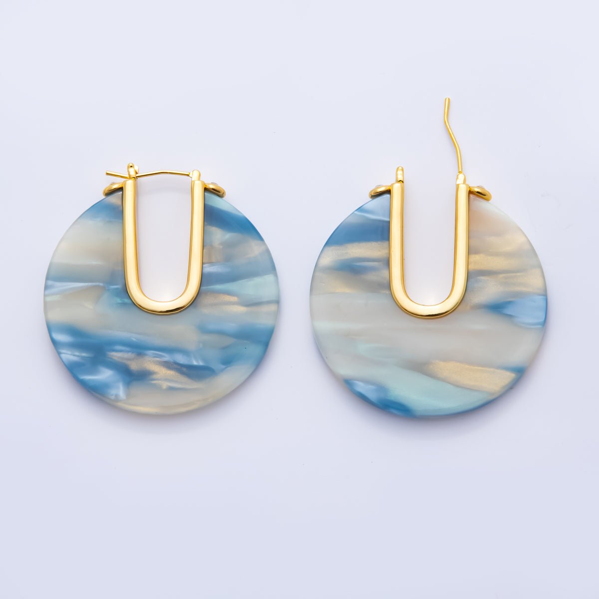 Colorful Gold Hoop Earring Metal Resin Earing for Everyday Use | AJ - 153 - DLUXCA