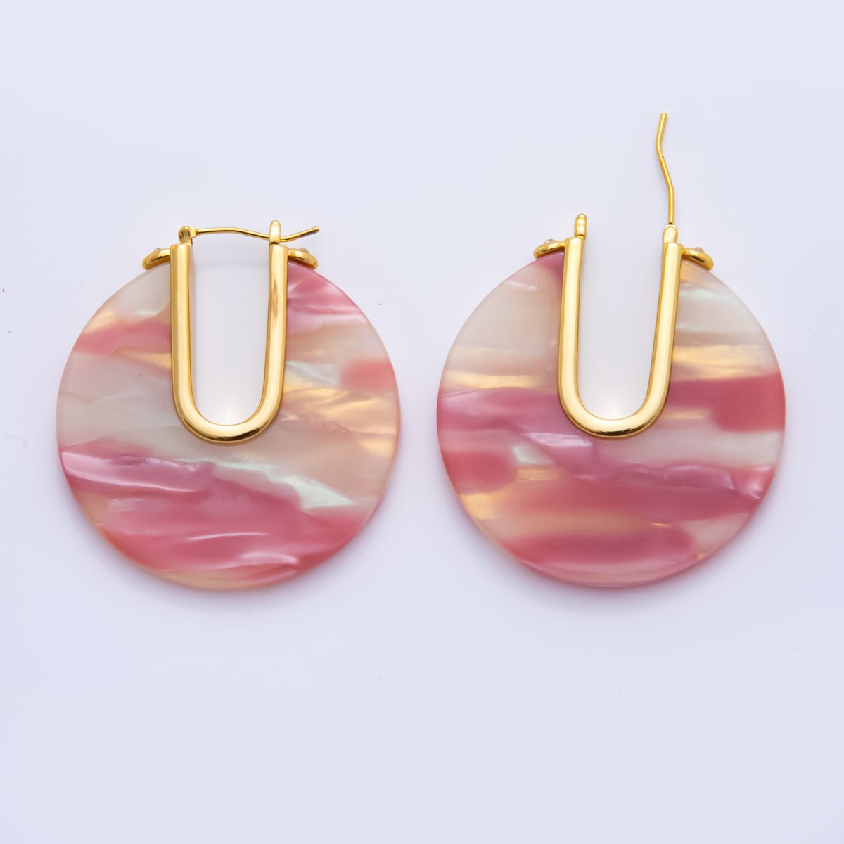 Colorful Gold Hoop Earring Metal Resin Earing for Everyday Use | AJ - 153 - DLUXCA