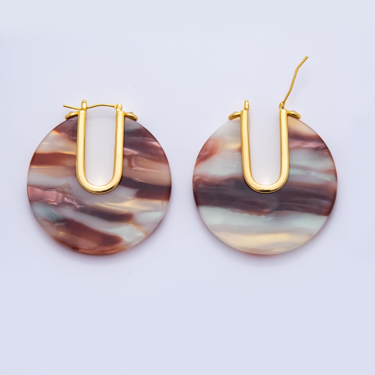 Colorful Gold Hoop Earring Metal Resin Earing for Everyday Use | AJ - 153 - DLUXCA