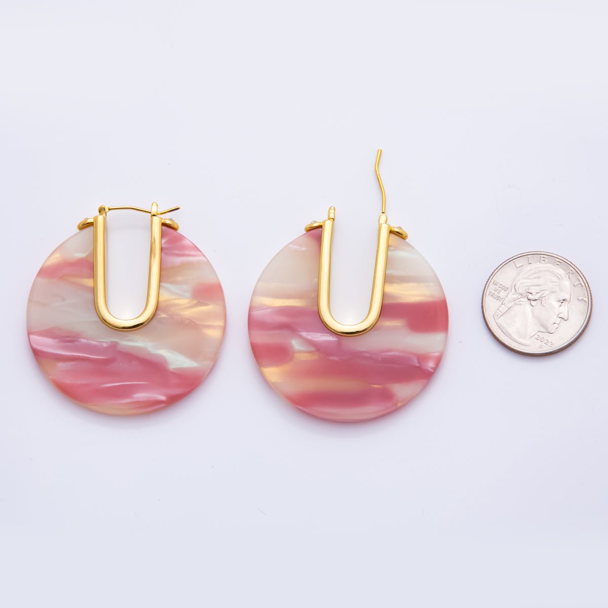 Colorful Gold Hoop Earring Metal Resin Earing for Everyday Use | AJ - 153 - DLUXCA