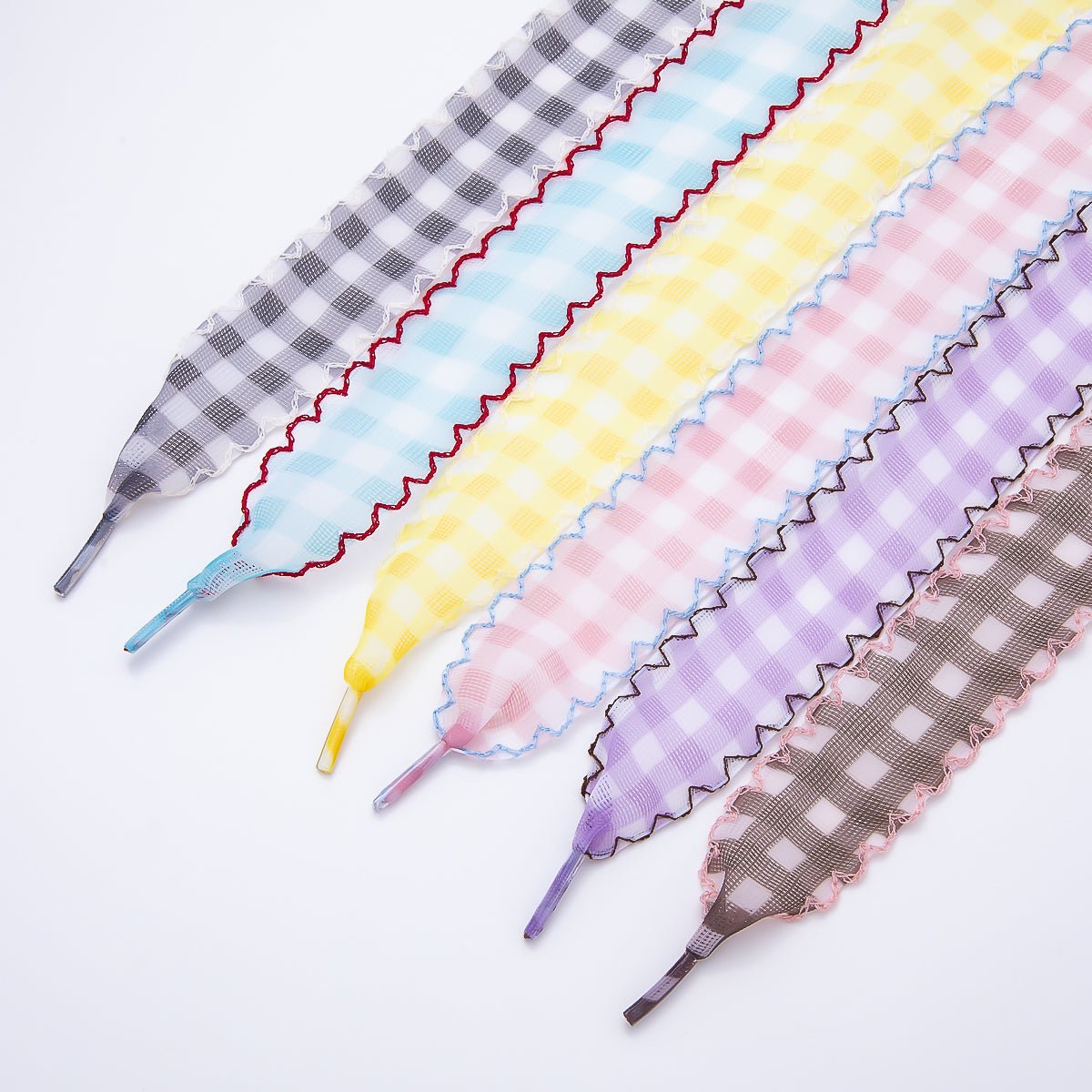 Colorful Outline Checkered Gingham Ribbon Shoelace Accessories | WB-00015 - WB-00019 - DLUXCA