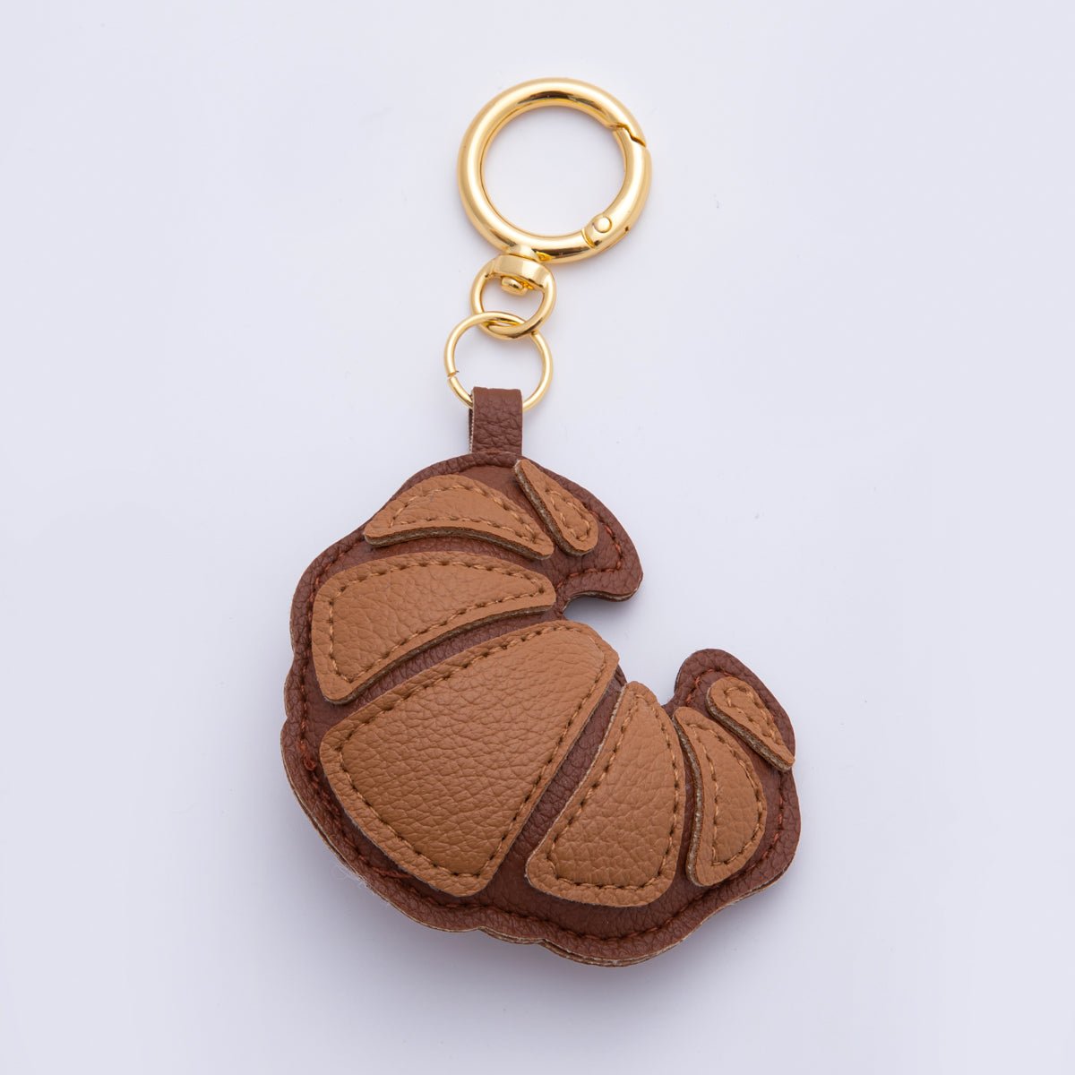 Croissant Leather Bag Charm French Foodie Keychain Leather Bag Accessory Purse Charm WB - 00098 - DLUXCA