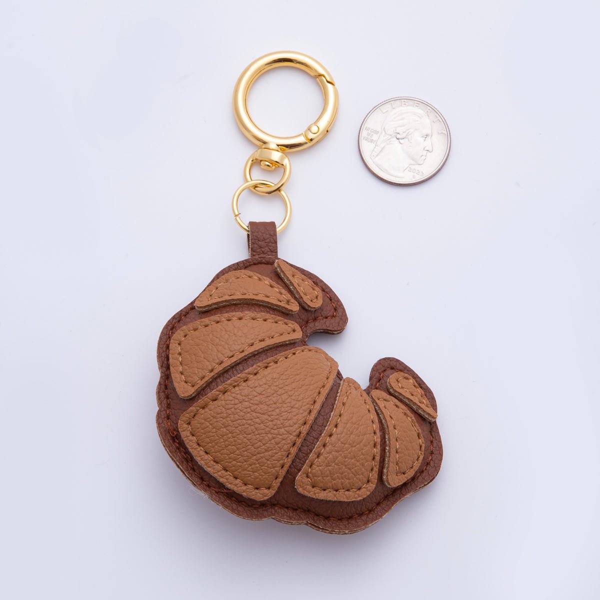 Croissant Leather Bag Charm French Foodie Keychain Leather Bag Accessory Purse Charm WB - 00098 - DLUXCA