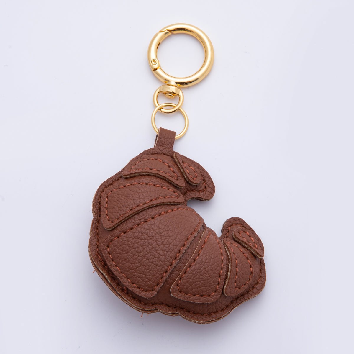 Croissant Leather Bag Charm French Foodie Keychain Leather Bag Accessory Purse Charm WB - 00098 - DLUXCA