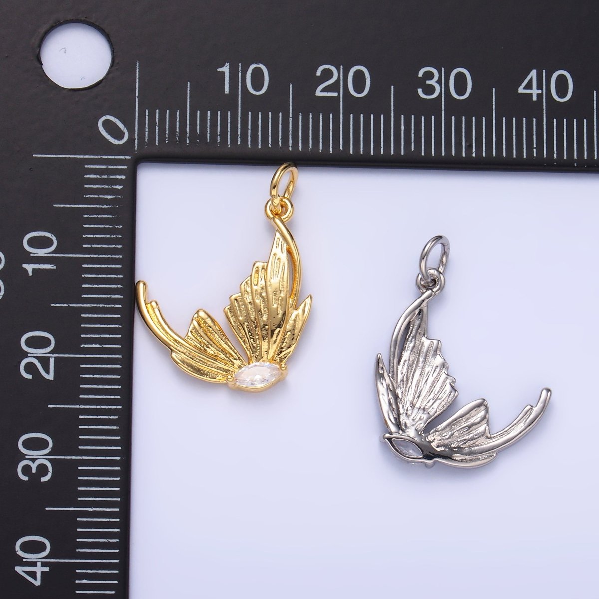 Cubic Butterfly Charm 24K Gold Filled Flower Pendant Floral M263 - DLUXCA