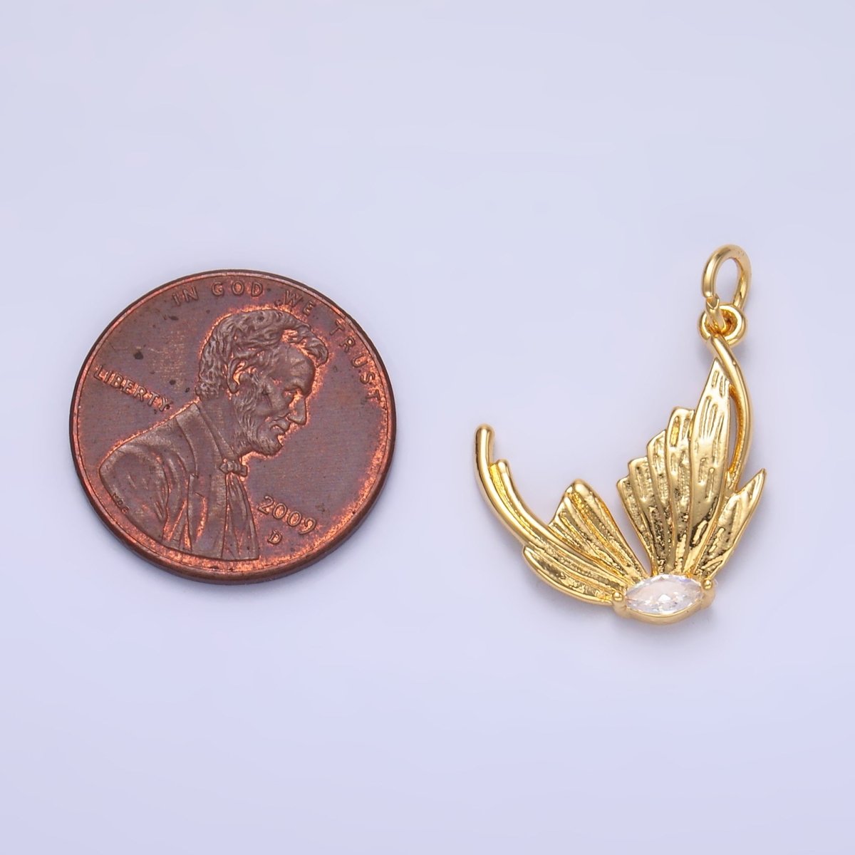 Cubic Butterfly Charm 24K Gold Filled Flower Pendant Floral M263 - DLUXCA