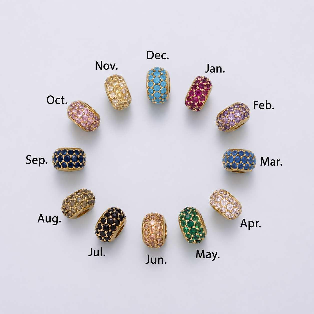 16K Gold Filled 10.5mm Micro Paved CZ Chubby Rondelle Bead | Beads-00387 ~ Beads-00398