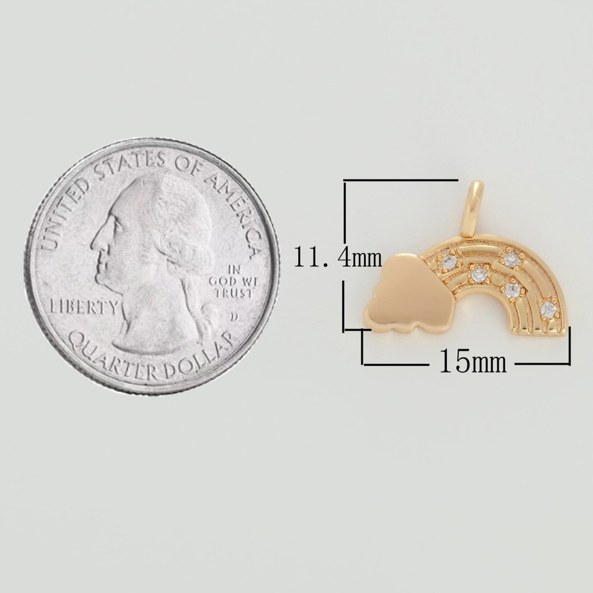 Dainty 18k Gold Filled Rainbow Charm with Cloud M-788 - DLUXCA