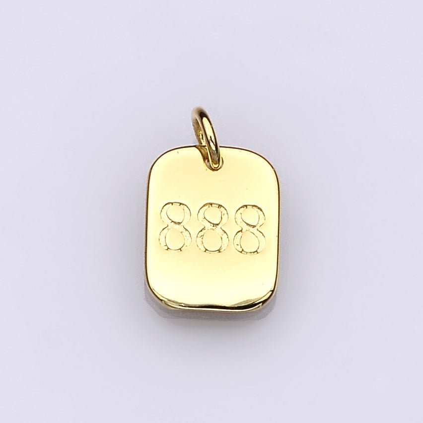 Dainty 24K Gold Filled Angel Number Numerology Engraved Small Military Tag Charm add on Pendant | AC072 - AC081 - DLUXCA