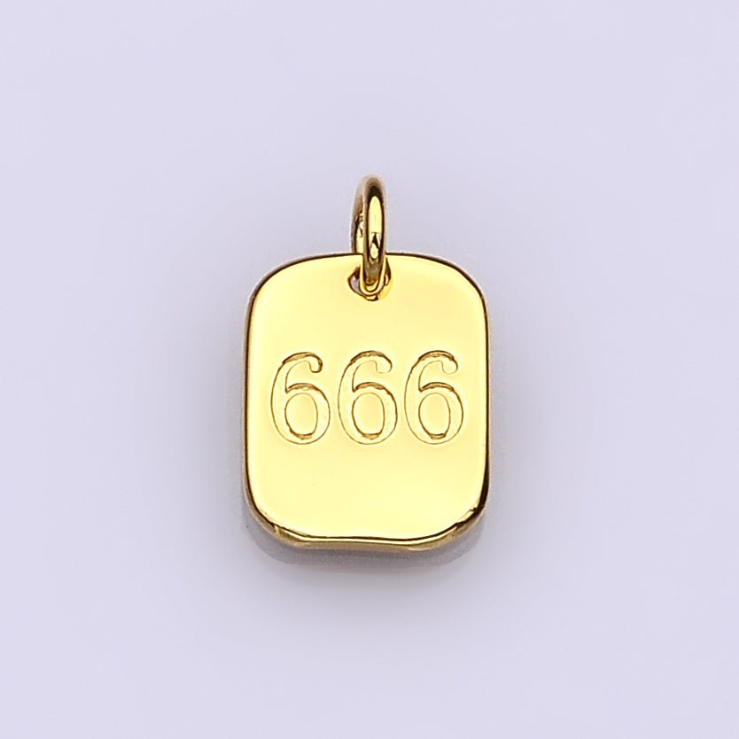Dainty 24K Gold Filled Angel Number Numerology Engraved Small Military Tag Charm add on Pendant | AC072 - AC081 - DLUXCA