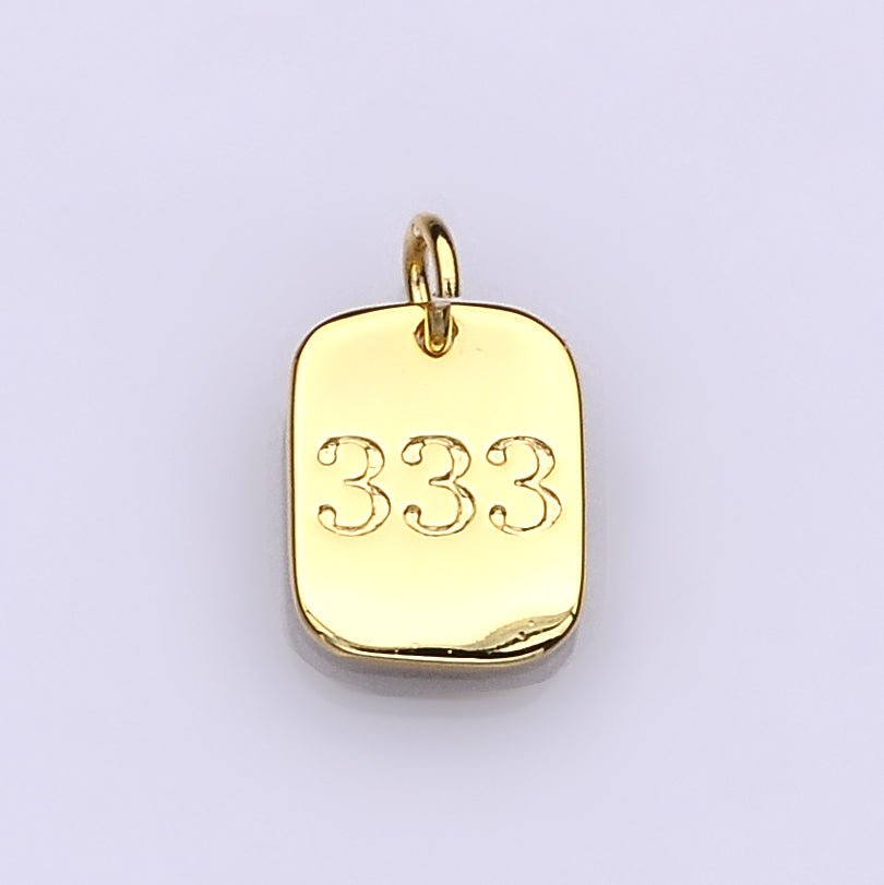 Dainty 24K Gold Filled Angel Number Numerology Engraved Small Military Tag Charm add on Pendant | AC072 - AC081 - DLUXCA