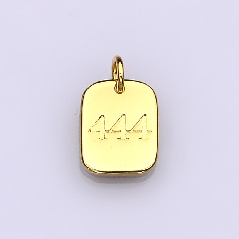 Dainty 24K Gold Filled Angel Number Numerology Engraved Small Military Tag Charm add on Pendant | AC072 - AC081 - DLUXCA