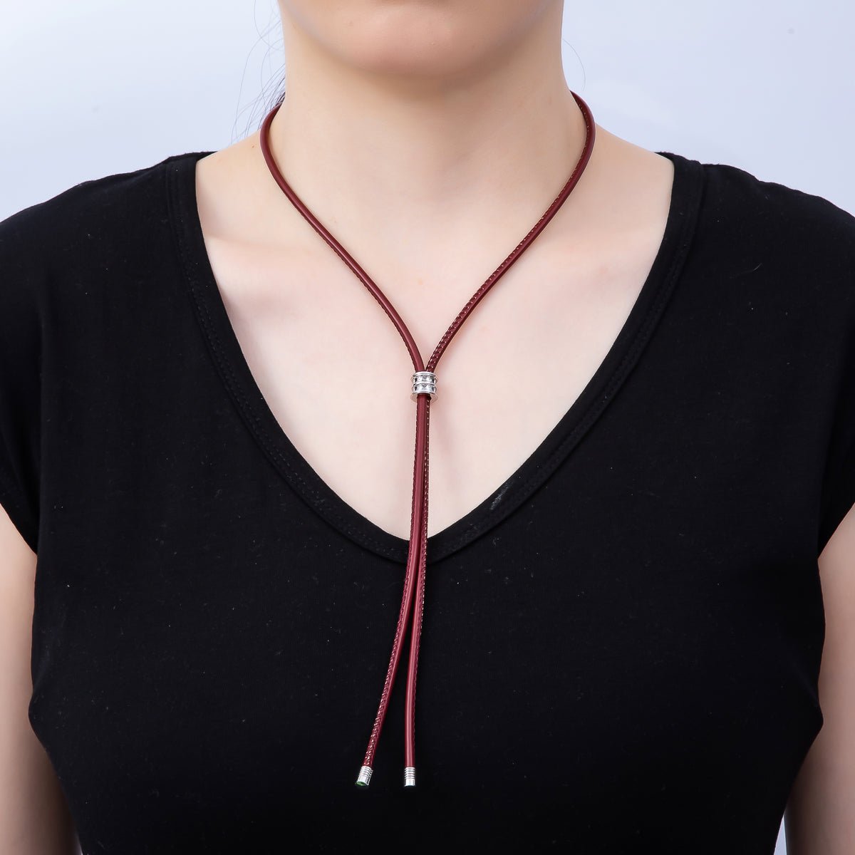 Dainty 5mm Leather Bolo Slide Adjustable 31 Inch Lariat Necklace | WA-04589 ~ WA-04591 - DLUXCA