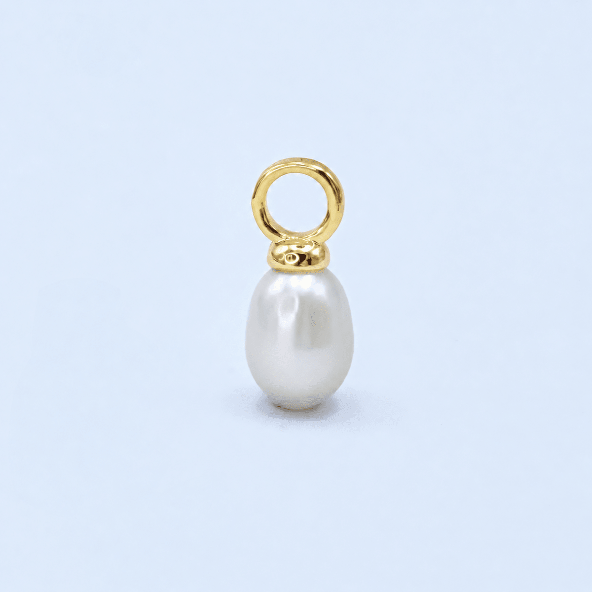 Dainty 6mm White pearl oval drop pendant for Minimalist Jewelry Making Supply | P-1943 - DLUXCA