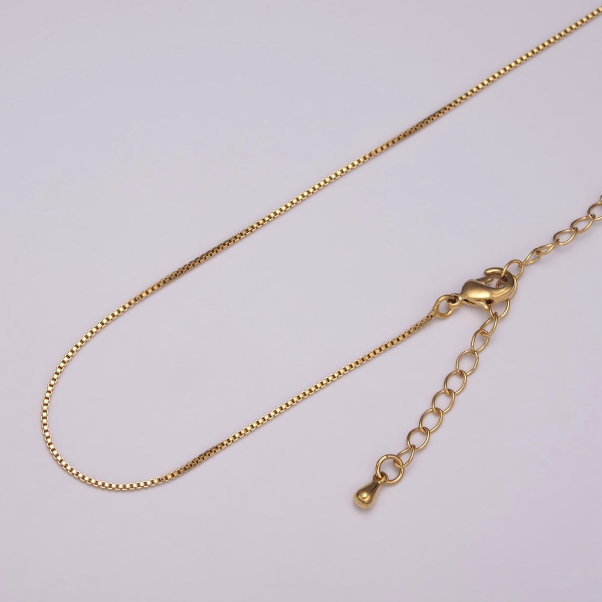 Dainty Box Chain 1mm width Chain Necklace 18K Gold Filled Ready to Wear 18" Long | WA - 706 Clearance Pricing - DLUXCA