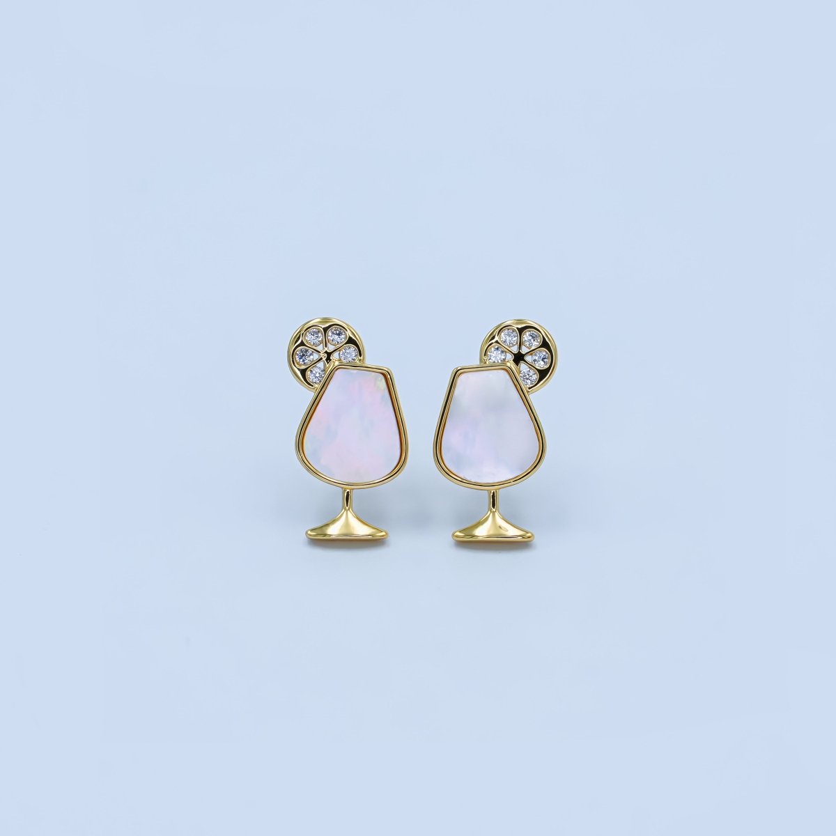 Dainty Gold Silver Pearl Cocktail Stud Earrings | AB246 - DLUXCA