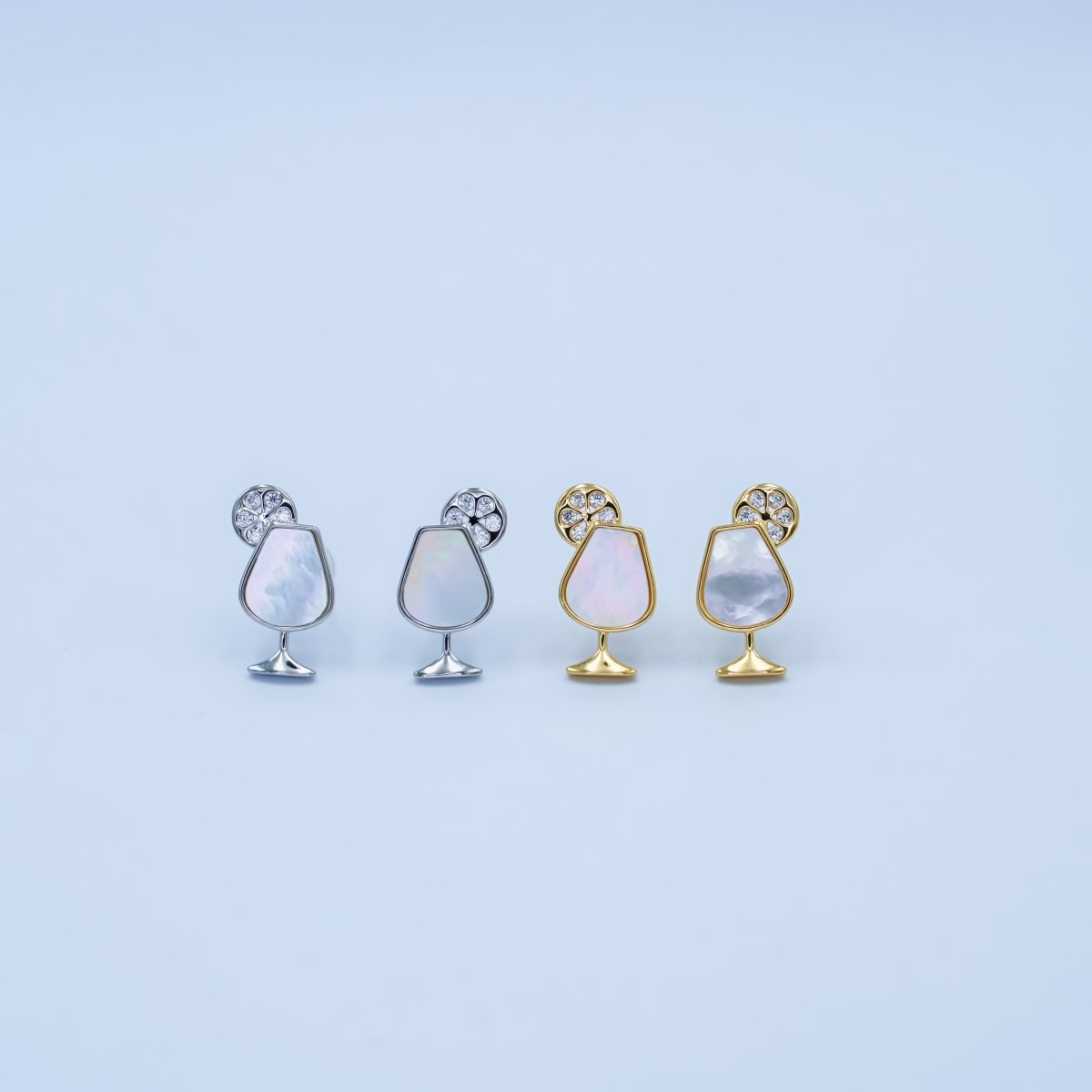 Dainty Gold Silver Pearl Cocktail Stud Earrings | AB246 - DLUXCA