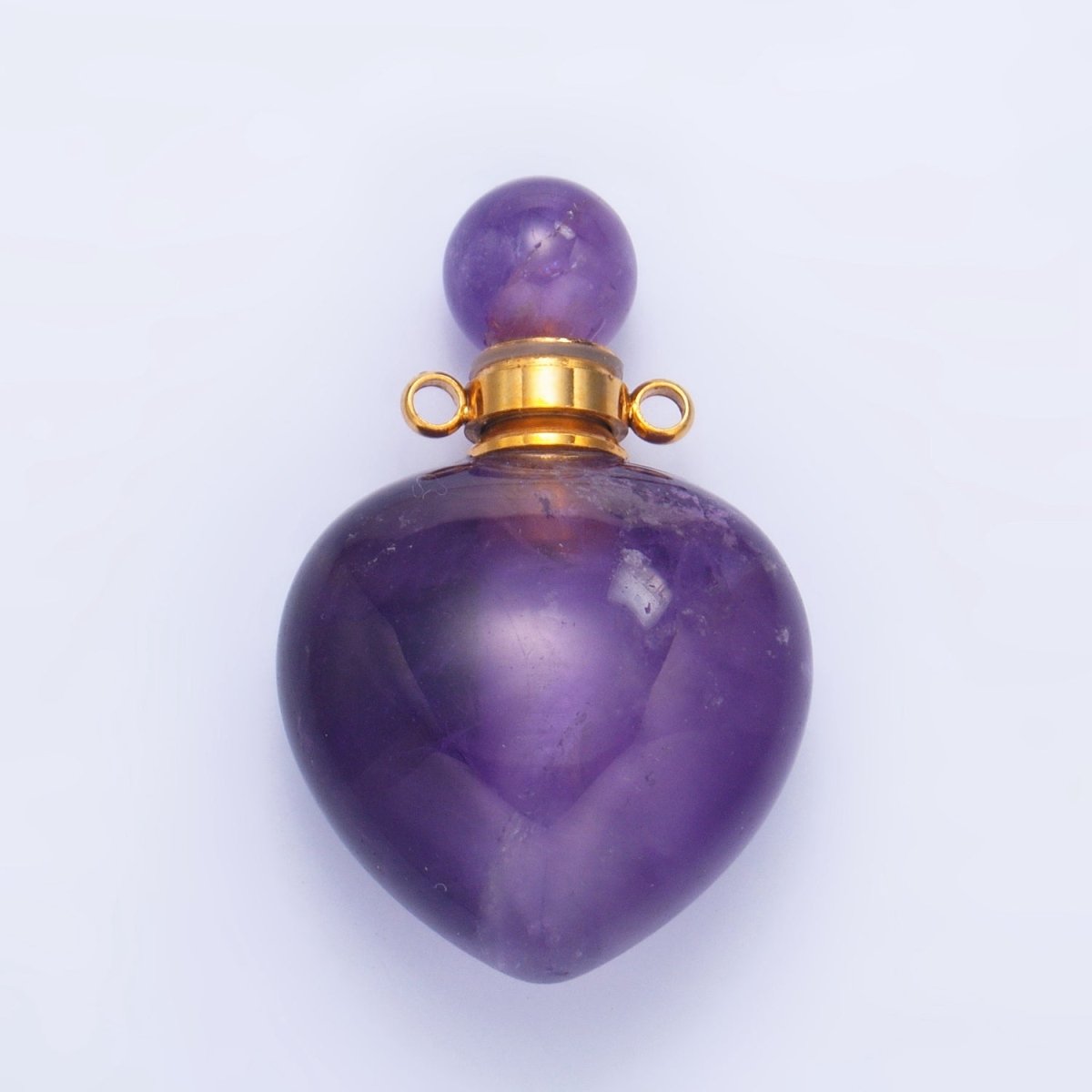 Dainty Heart Perfume Bottle Charm Rose Quartz Amethyst Aventurine Gemstone Essential Oil Bottle Pendant - DLUXCA