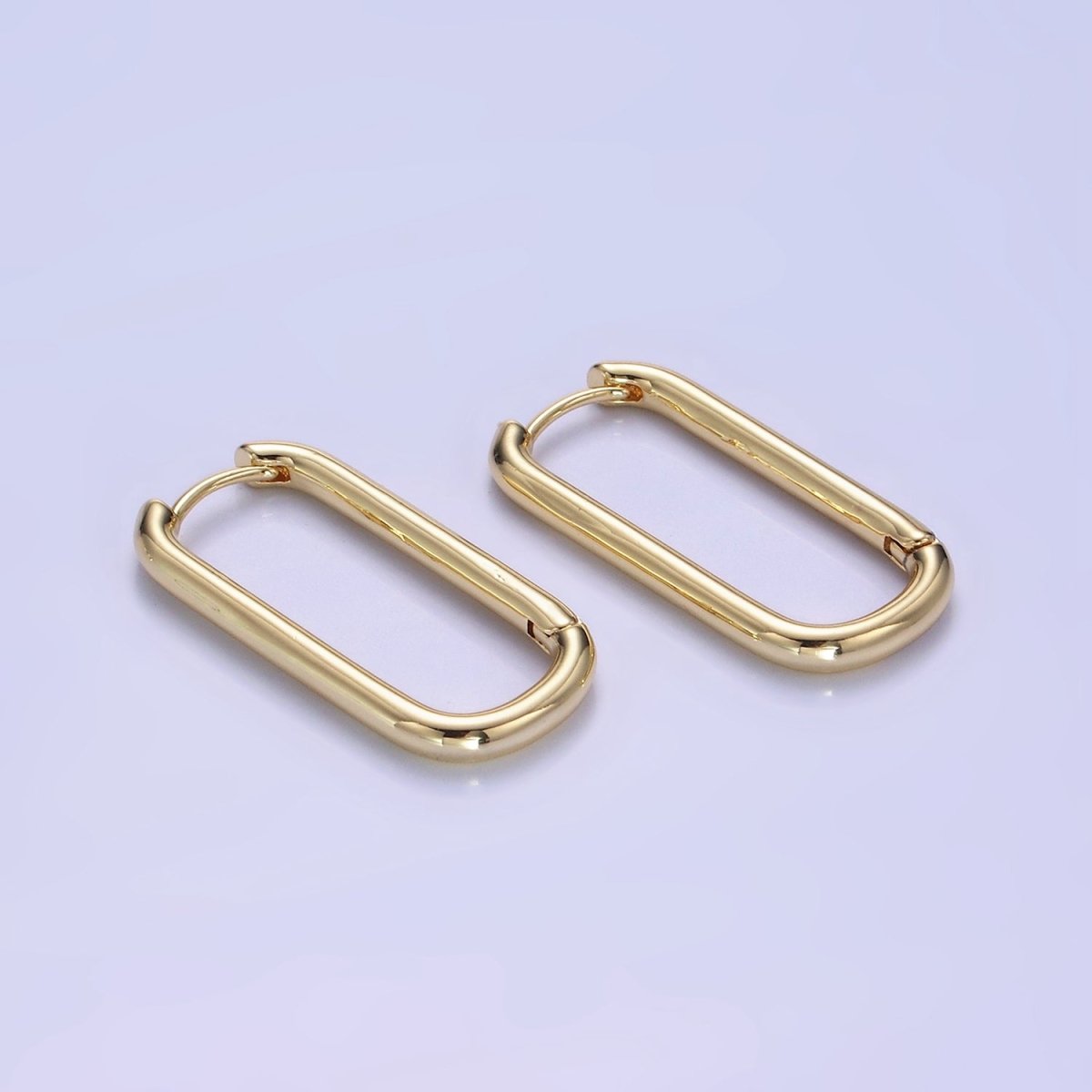 Dainty Link Hoop Earrings Minimalist Oblong Gold Filled Hoop Earring AB-1336 AB-1337 - DLUXCA