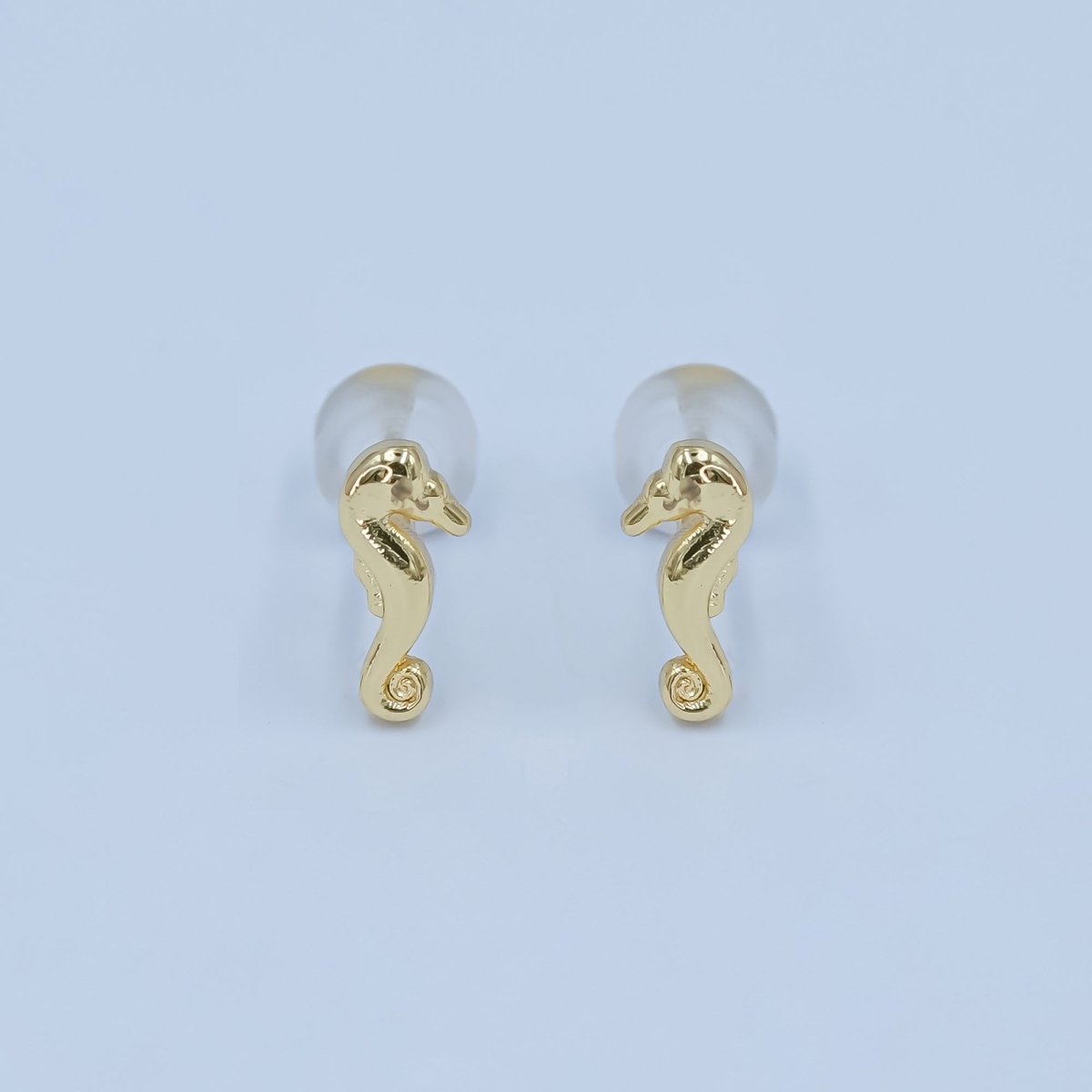 Dainty SeaHorse Stud Earring, Gold Sea Horse Earring, Dainty Fish Earrings Animal Studs Minimalist Stud Earrings Under The Sea ocean Inspire Q - 294 - DLUXCA