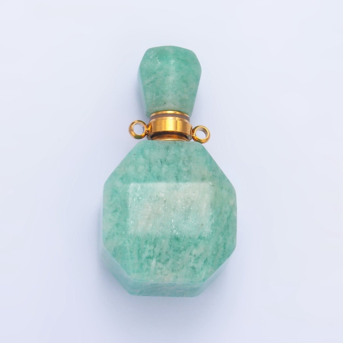 Dainty Square Perfume Bottle Charm Amazonite Amethyst Aventurine Gemstone Essential Oil Bottle Pendant - DLUXCA