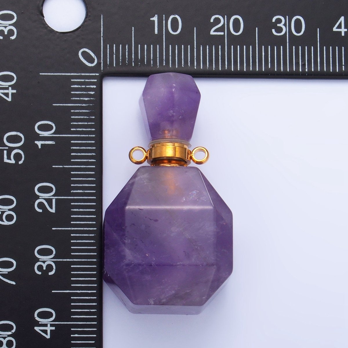 Dainty Square Perfume Bottle Charm Amazonite Amethyst Aventurine Gemstone Essential Oil Bottle Pendant - DLUXCA