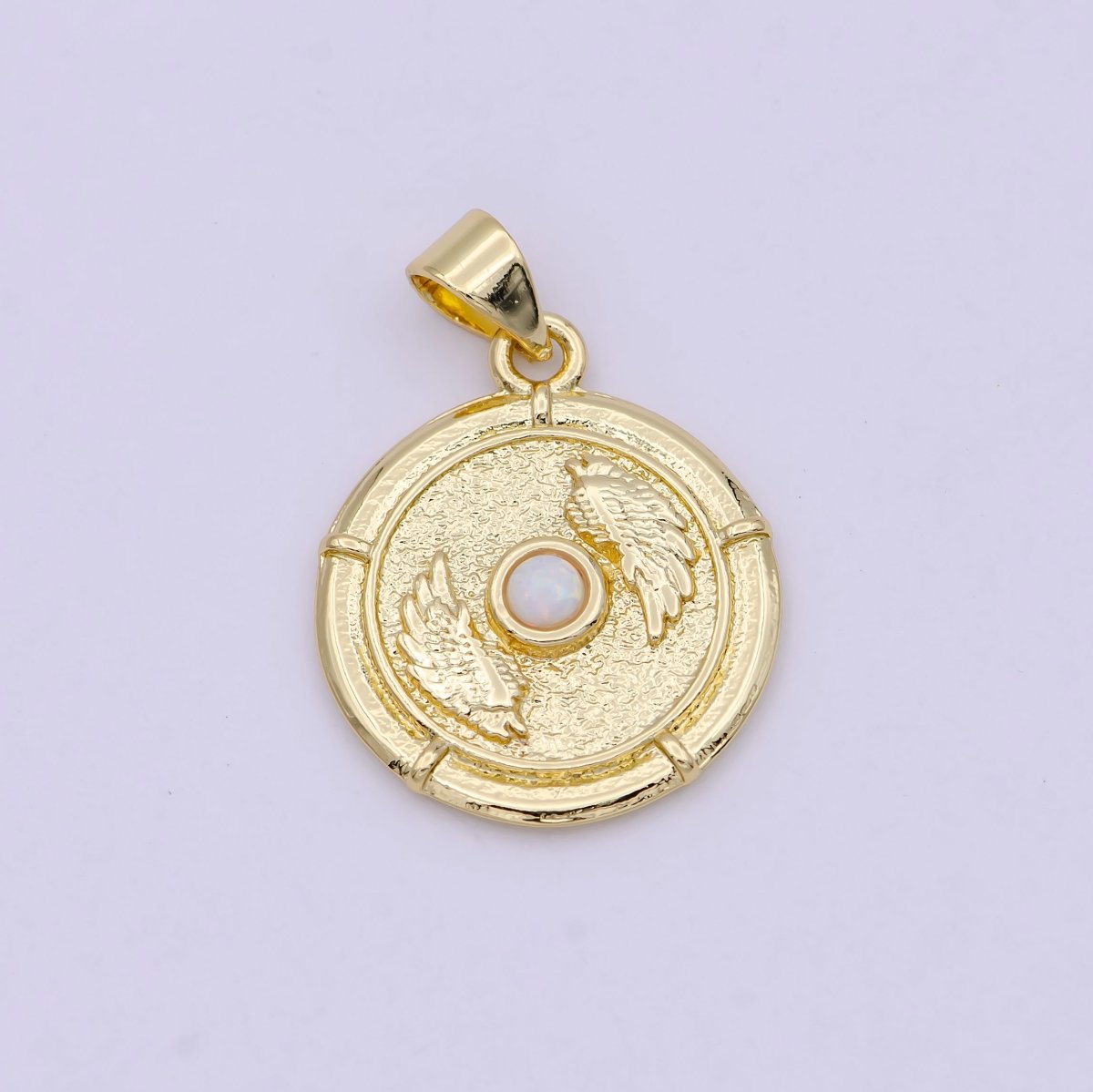 Dainty Wing Gold Opal Pendant Necklace / Blue Opal Angel Wing Charm for Necklace Bracelet Supply H-557 H-560 - DLUXCA